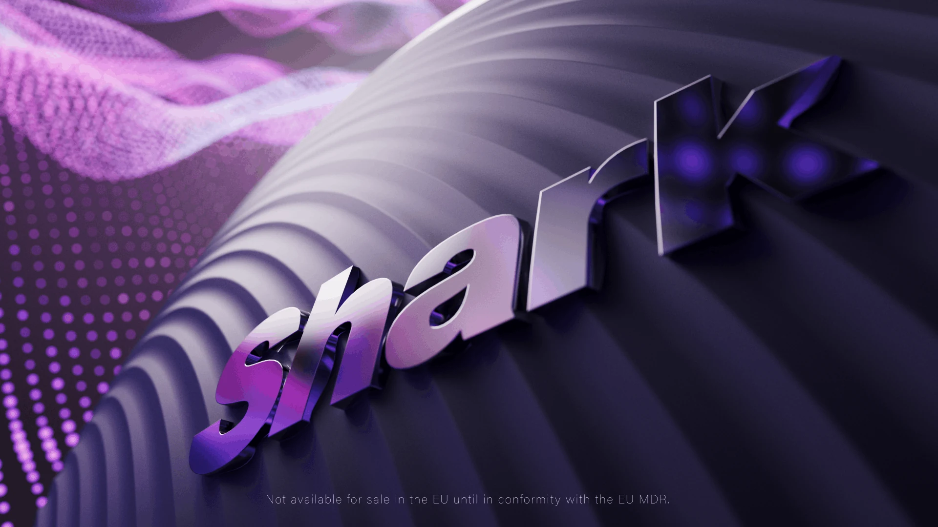Shark wordmark on a surface with purple light and texture