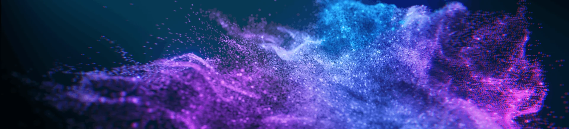 Fine blue and violet particles flowing horizontally across the frame