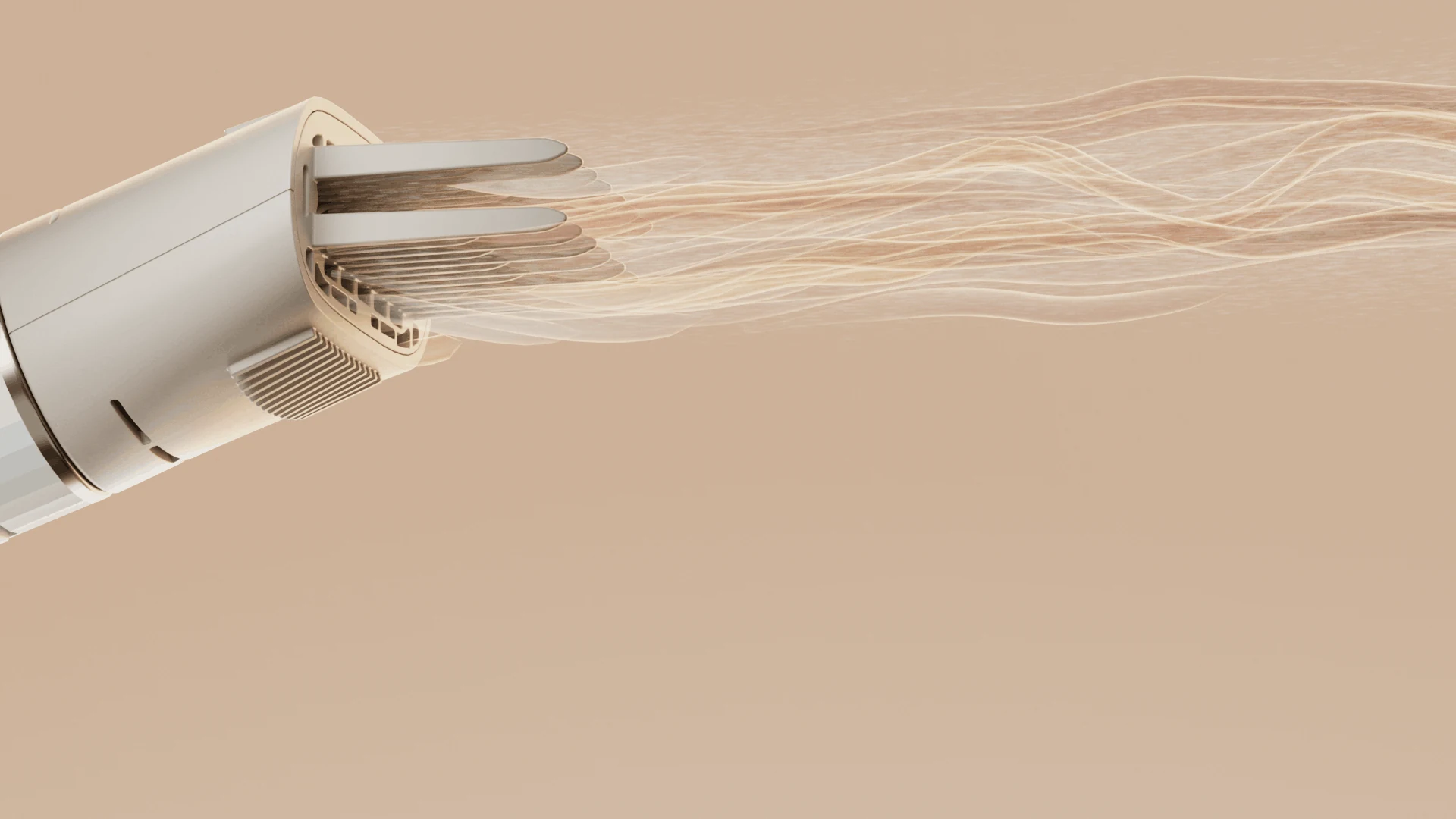 Fine strands flowing through a Shark SpeedStyle styling attachment